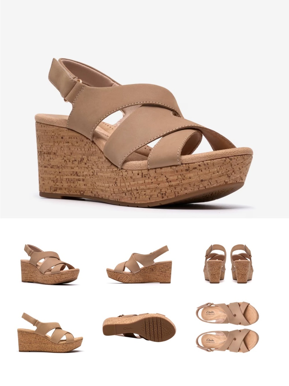 Women's Tan Cork Wedge Sandal - Slingback Platform